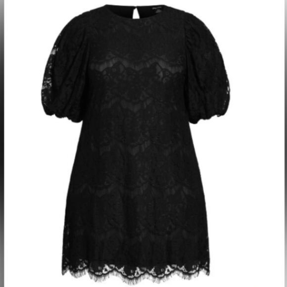 City Chic Nora Black Lace Short Sleeve Dress Size 12 NWT - Picture 4 of 6